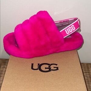 UGG Vibrant Pink Fluffy Sandals